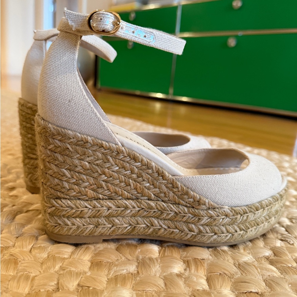 Stuart Weitzman Cream Espadrille Wedges